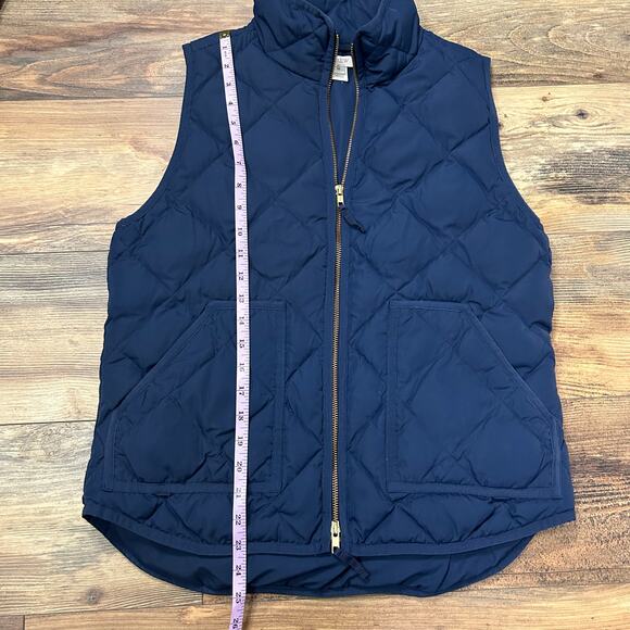 J Crew Puffer Vest Down Feather Quilted Navy Blue Bronze Medium Sleeveless - Picture 5 of 8